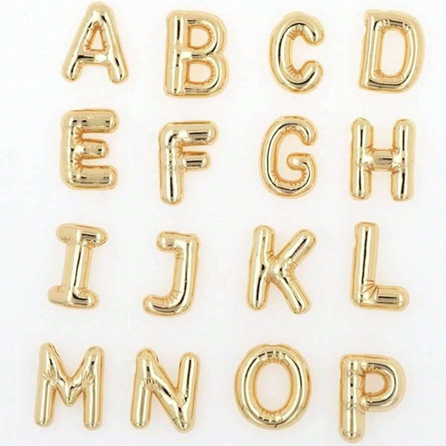 1 piece Gold-Plated Copper Chunky Alphabet Balloon Bubble Initial Necklace