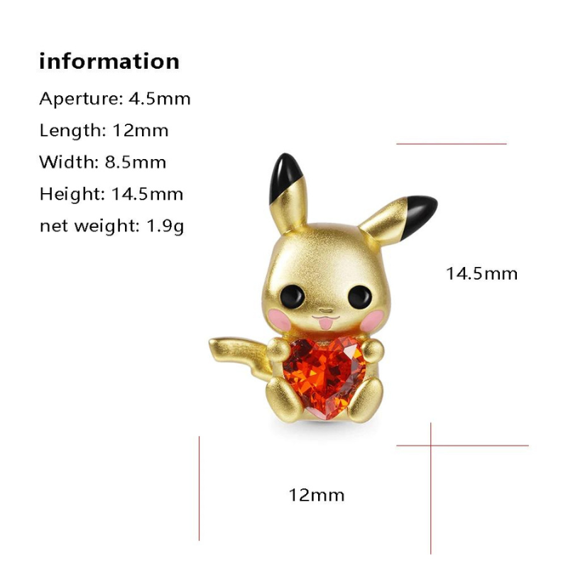 Pikachu Embraces Heart Gemstone Charm