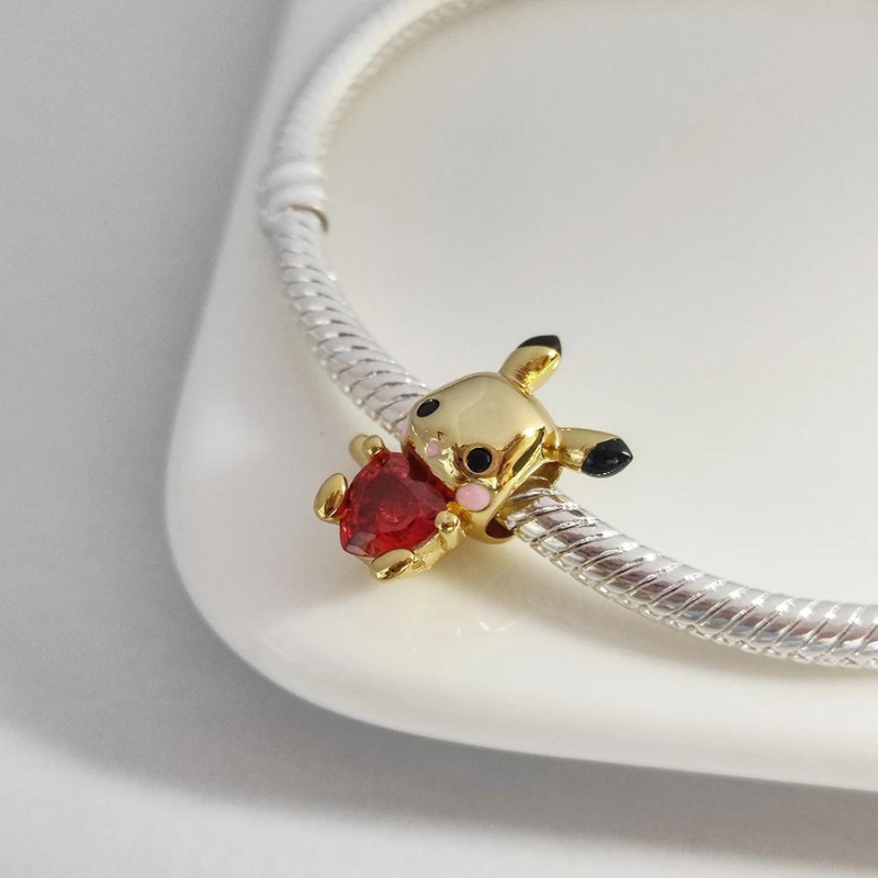 Pikachu Embraces Heart Gemstone Charm