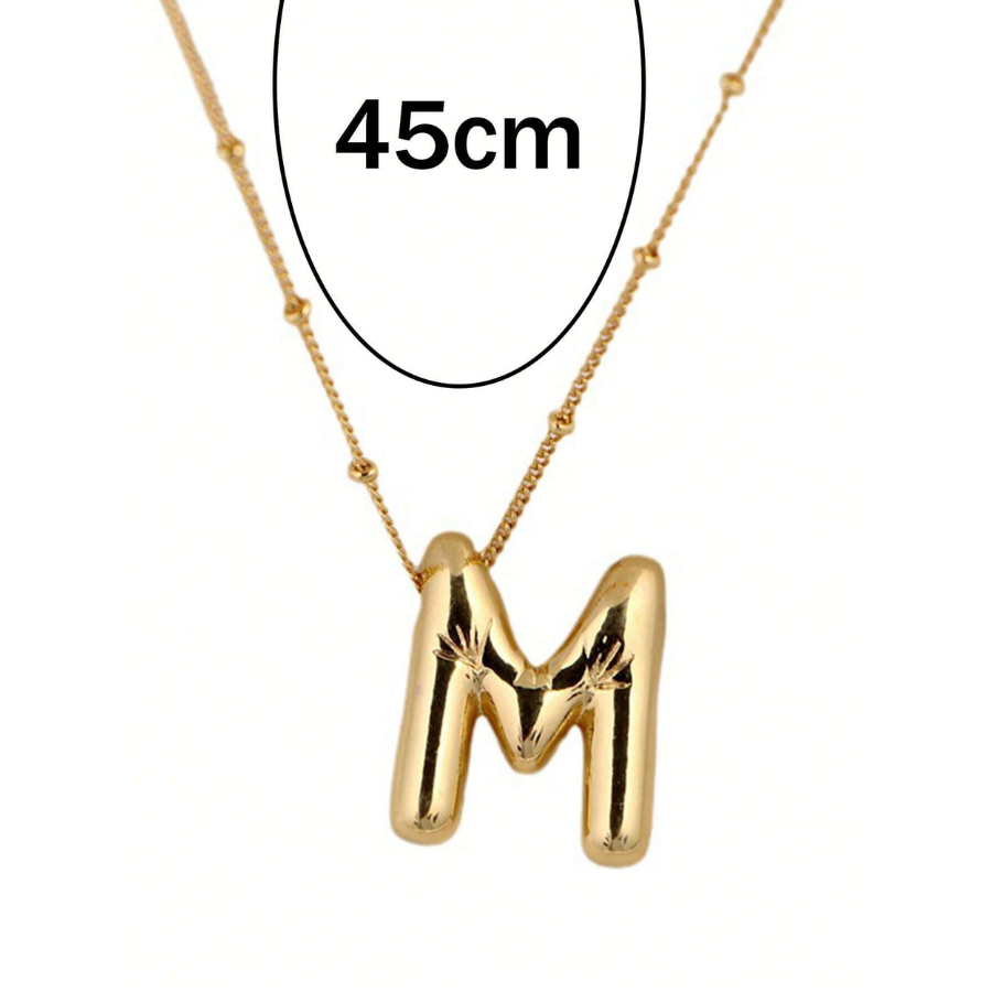 1 piece Gold-Plated Copper Chunky Alphabet Balloon Bubble Initial Necklace