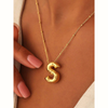 1 piece Gold-Plated Copper Chunky Alphabet Balloon Bubble Initial Necklace