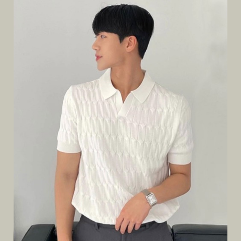 Jacquard Short Sleeve Knit Polo