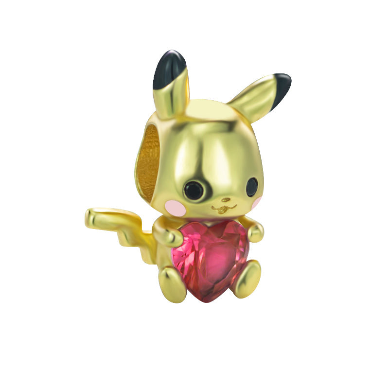 Pikachu Embraces Heart Gemstone Charm