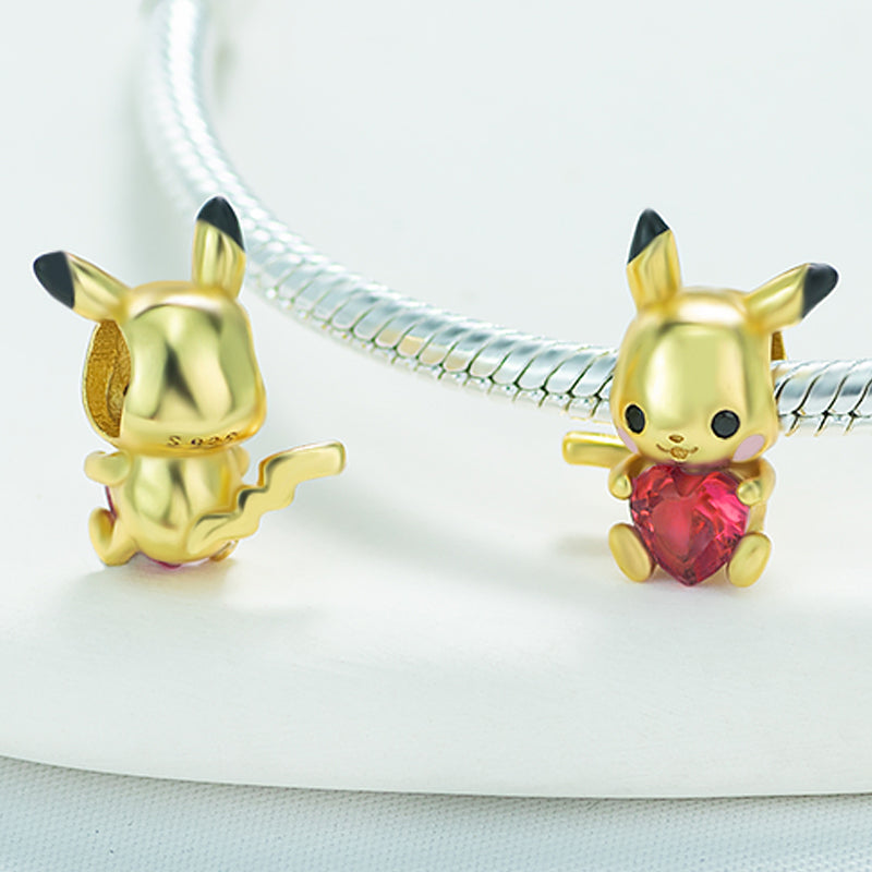 Pikachu Embraces Heart Gemstone Charm