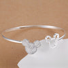 925 Sterling Silver Fine Frosted Mickey Bangle Bracelet