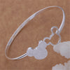 925 Sterling Silver Fine Frosted Mickey Bangle Bracelet