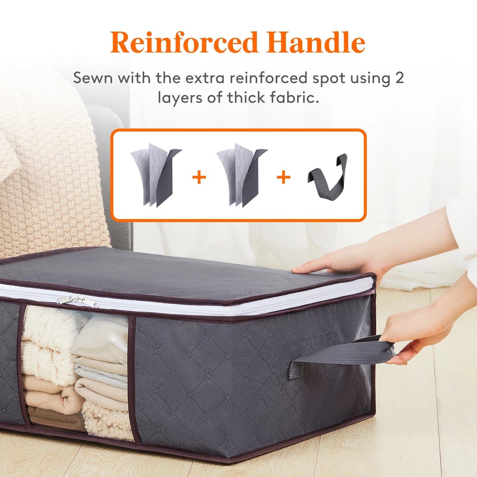 3pcs Foldable Large Capacity Oxford Storage Bag - Organizer with Reinforced Handle