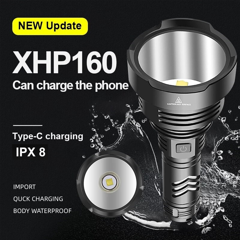 XHP160 Super Bright LED Flashlight