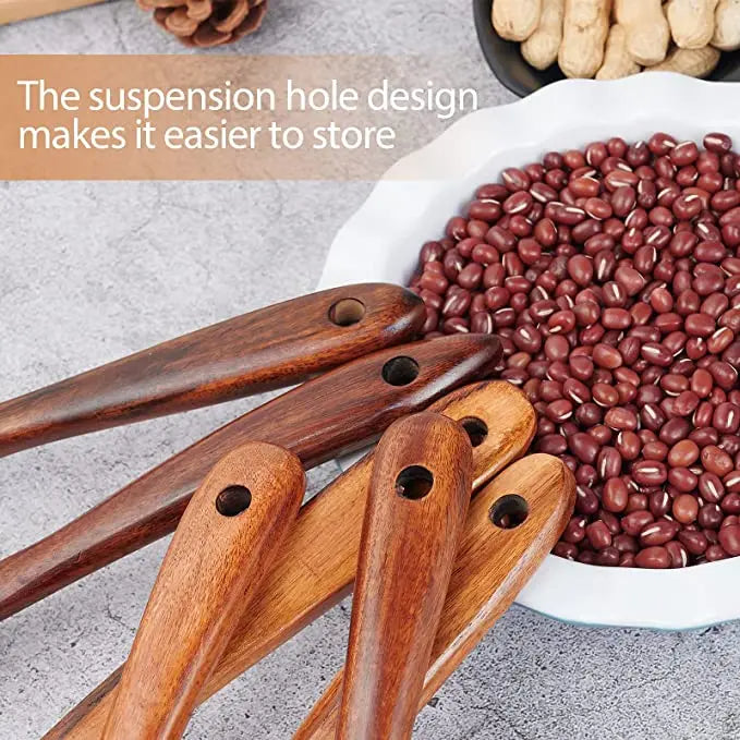5pcs Natural Teak Wooden Spoon Set