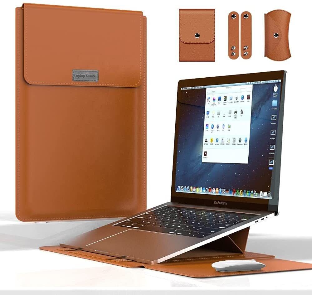Multifunctional Leather Laptop Sleeve